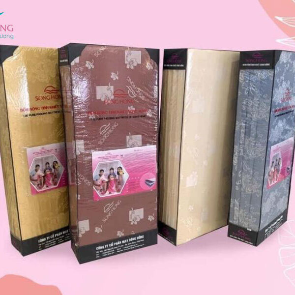 chất liệu đệm bông ép sông hồng vải gấm 3 mảnh