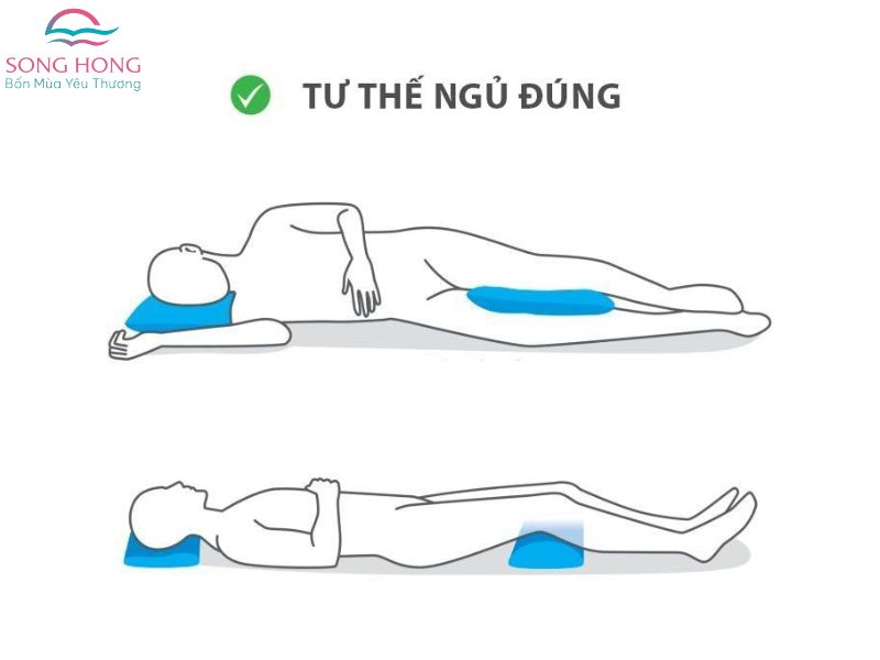 tư thế ngủ kẹp gối giữa 2 chân đúng