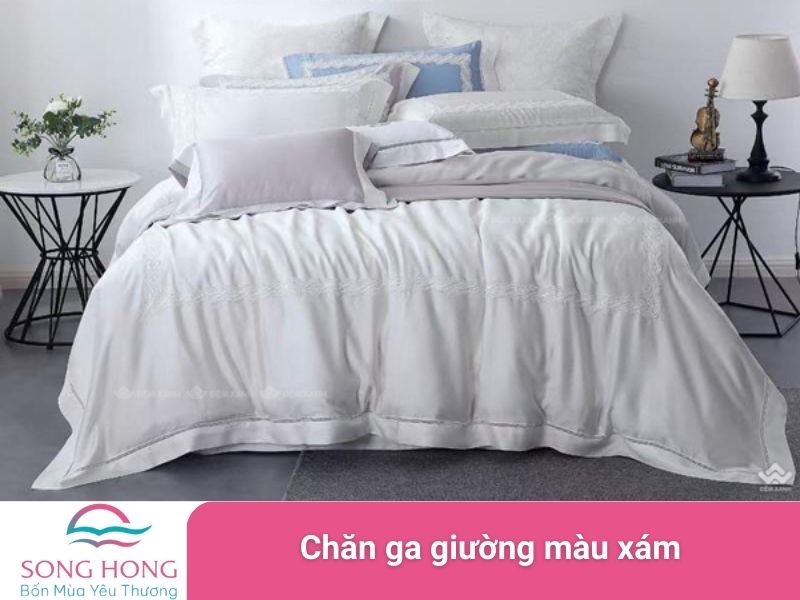 chăn ga giường màu xám