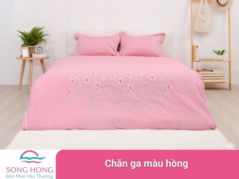 chăn ga màu hồng
