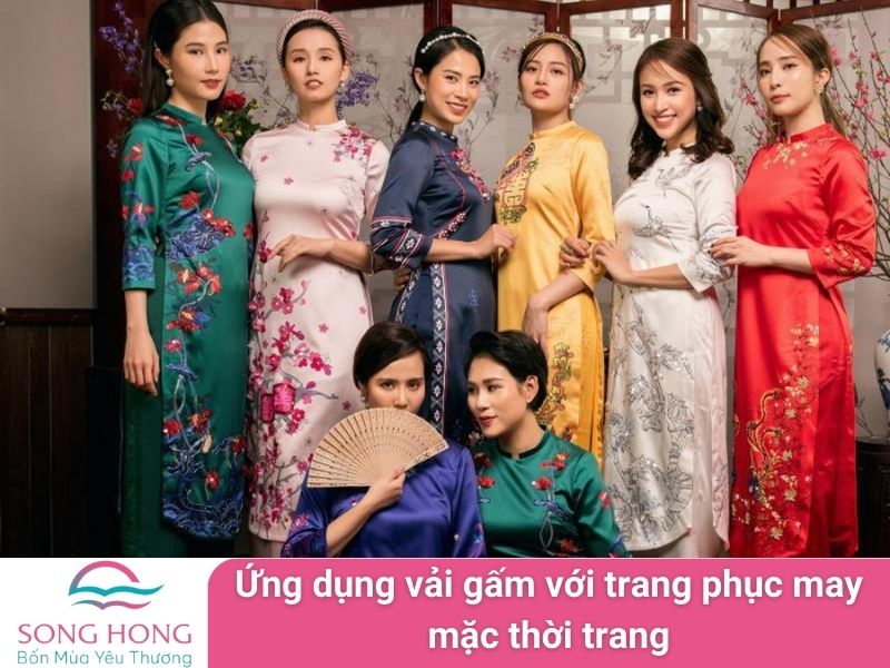 ứng dụng vải gấm với trang phục may mặc thời trang