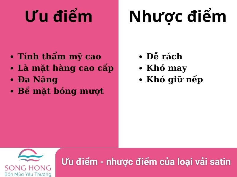 ưu điểm và nhược điểm của loại vải satin
